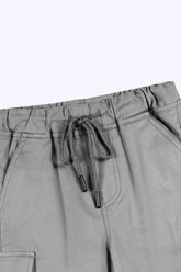 Boy  Gray Cotton  Cargo Shorts(Knee Length)